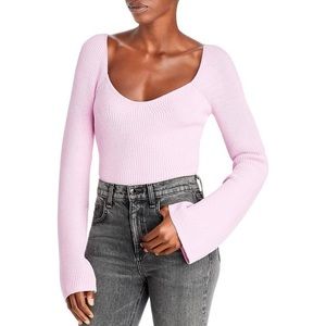 NWT|LINE & DOT|MELISSA SQUARE NECK KNIT SWEATER|LILAC|LONG BELL SLEEVES|sz M